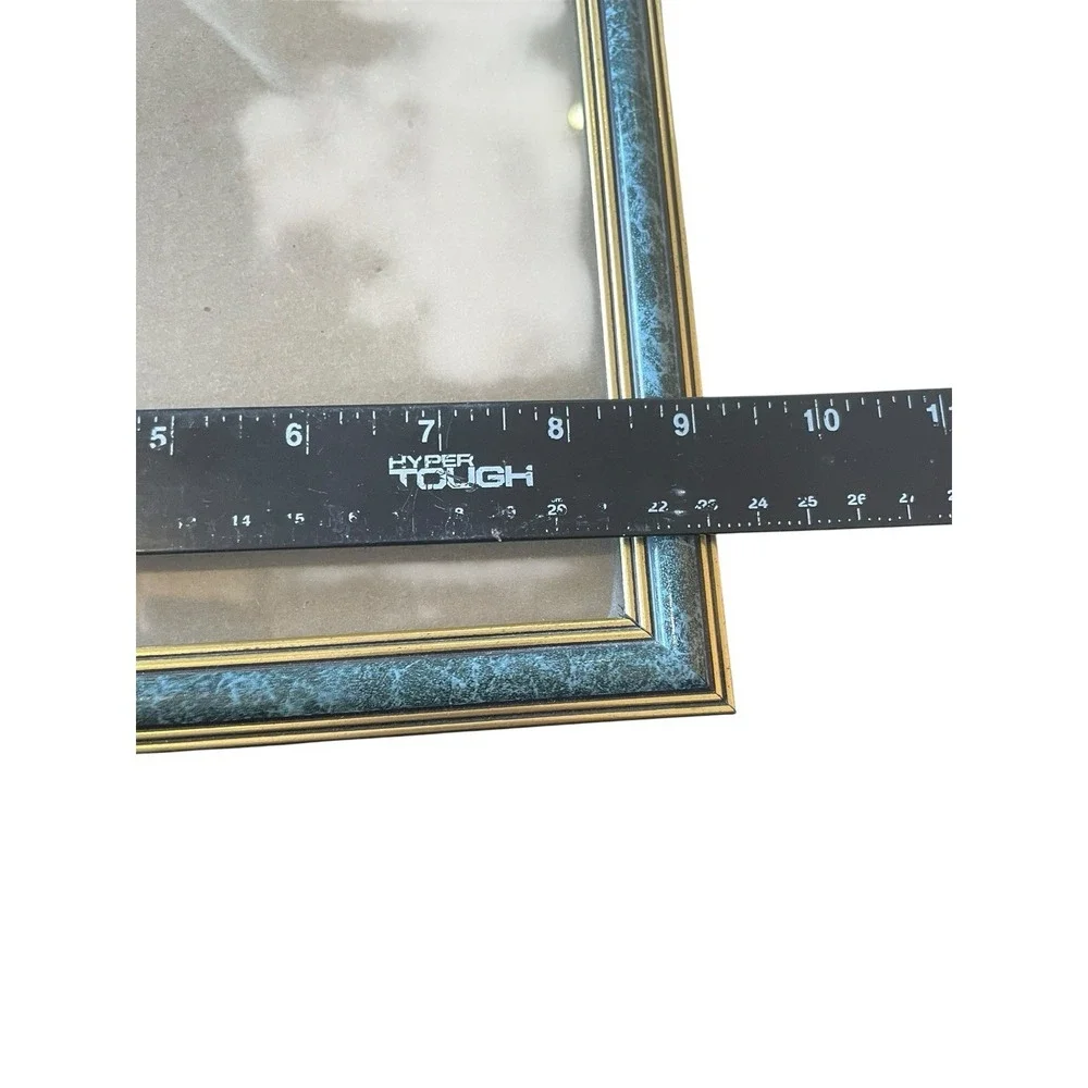 Vintage‎ Marbled Green Gold Picture Frames Set of 2 Glass Front